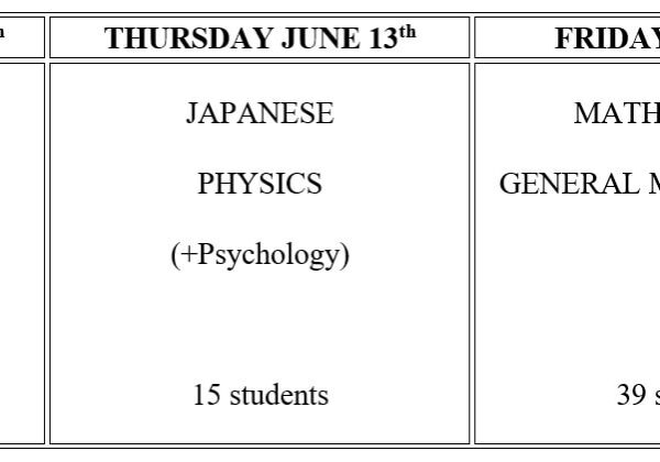 plhs-semester-1-stage-1-exam-timetable