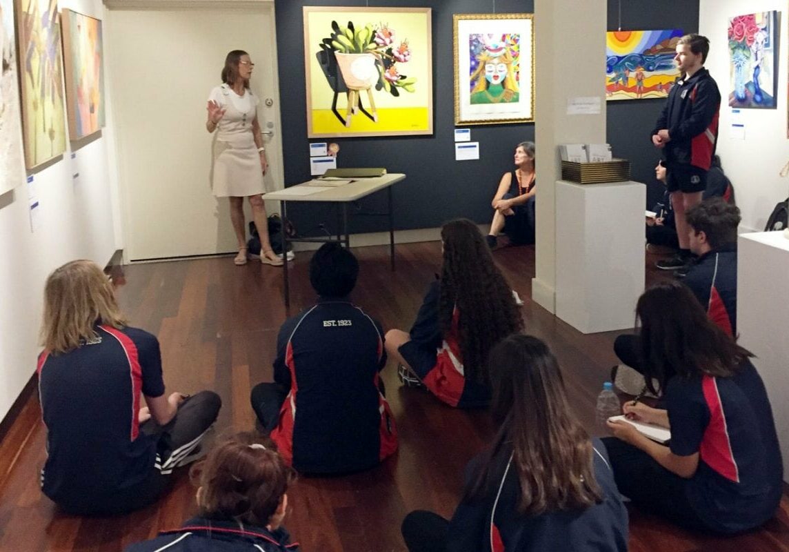 year-11-and-12-visual-art-students-listening-to-artist-beth-hammond-discuss-her-arts-practice-at-the-port-lincoln-art-prize-nautilus-arts-centre